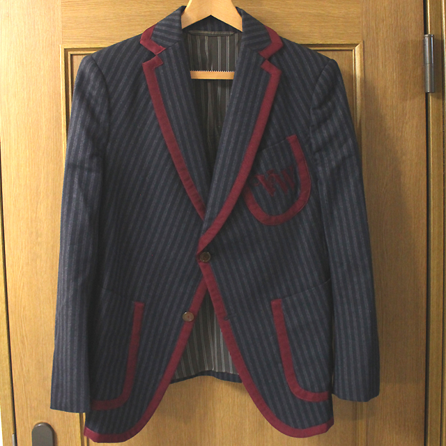  super-beauty goods Vivienne Vivienne Westwood MAN wool 100% stripe tailored jacket 48 blouson gray men's book@ cut feather 