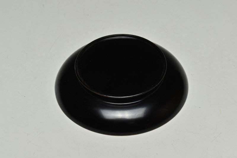 【蔵c9976c】木製黒塗縁金　木皿　菓子皿　十五客_画像5