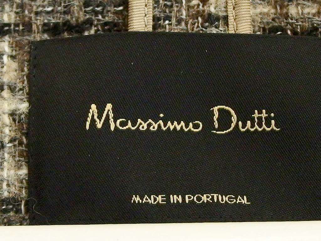 マッシモ　ドゥッティ Massimo Dutti ツイード　ロング丈　ジャケット　フリンジ　アクリル ・38 ブラウン kz4620207282_画像6