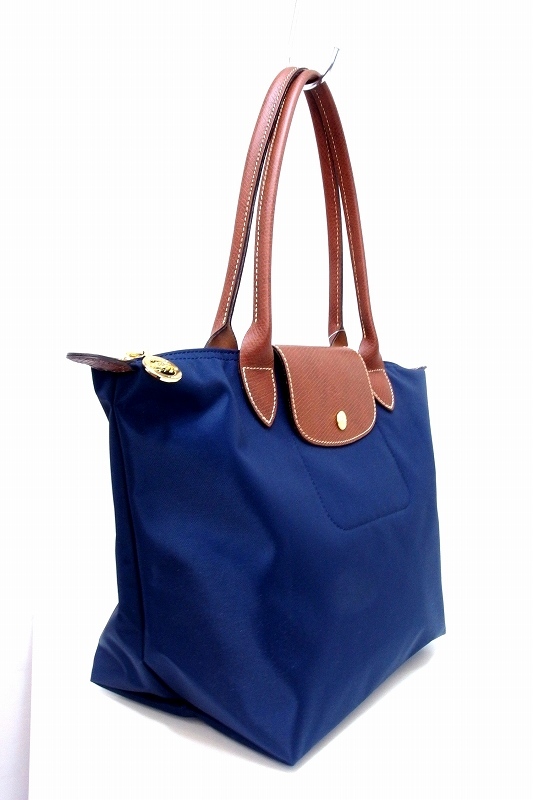  Long Champ LONGCHAMP nylon × leather tote bag navy kz4618206681