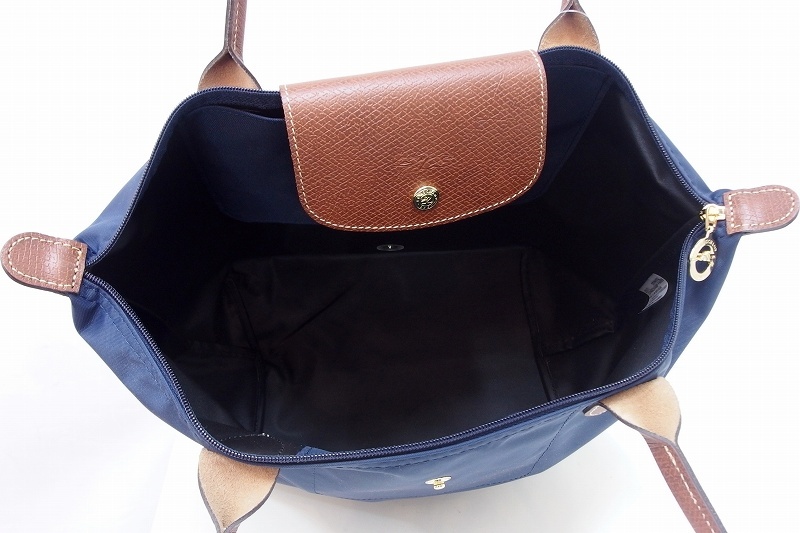  Long Champ LONGCHAMP nylon × leather tote bag navy kz4618206681