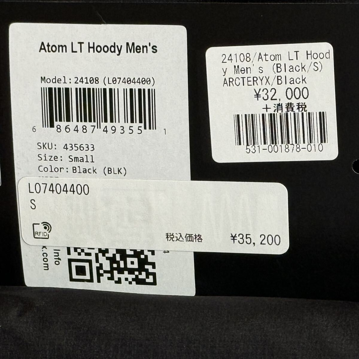 【新品】ARC’TERYX / アークテリクス Atom LT Hoody Men's アトム LT フーディ メンズ Sサイズ Black 国内正規品_画像4