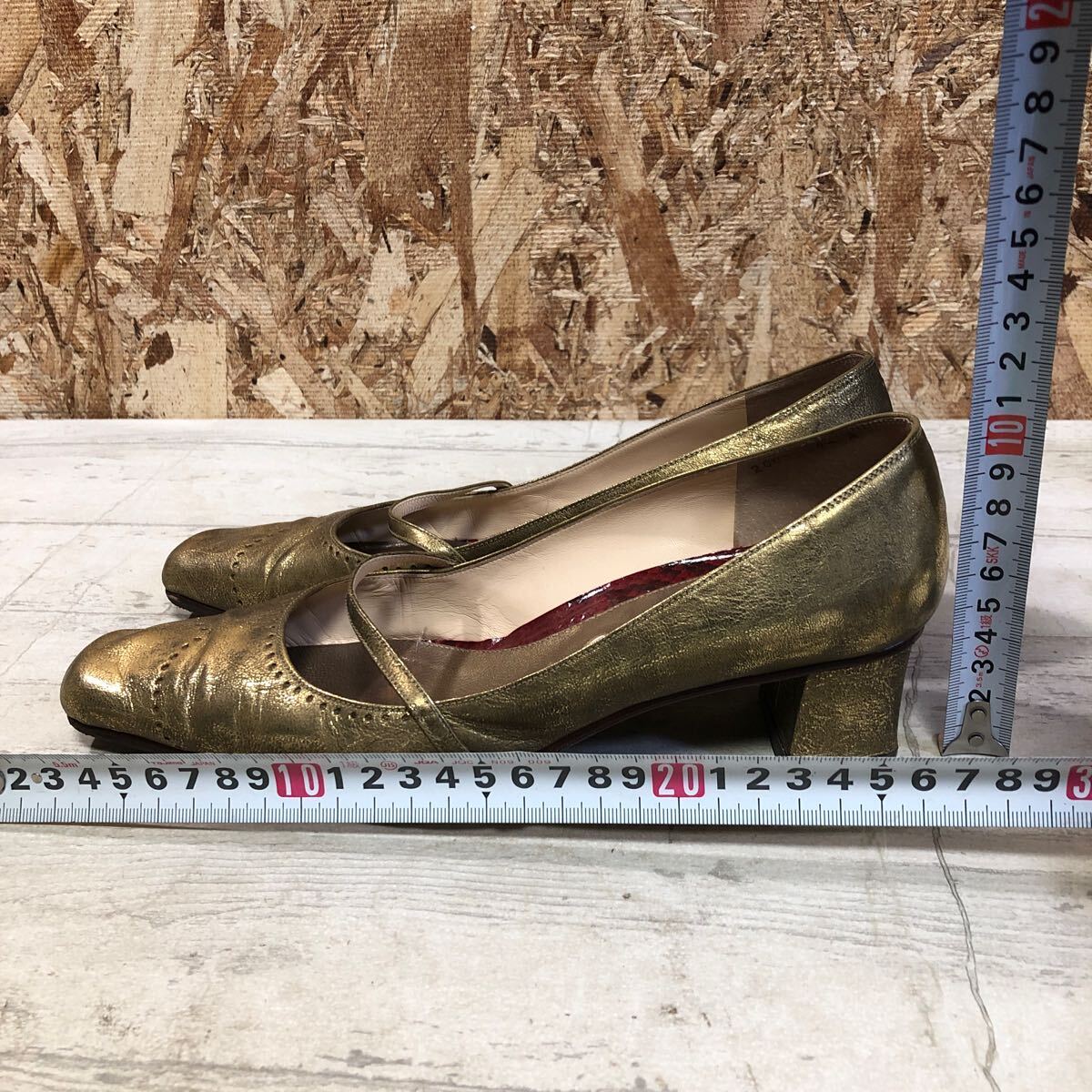 ANOTHER туфли-лодочки женский каблук Gold размер 37 сделано в Японии 24.0.? модный Sagawa Express соответствие .