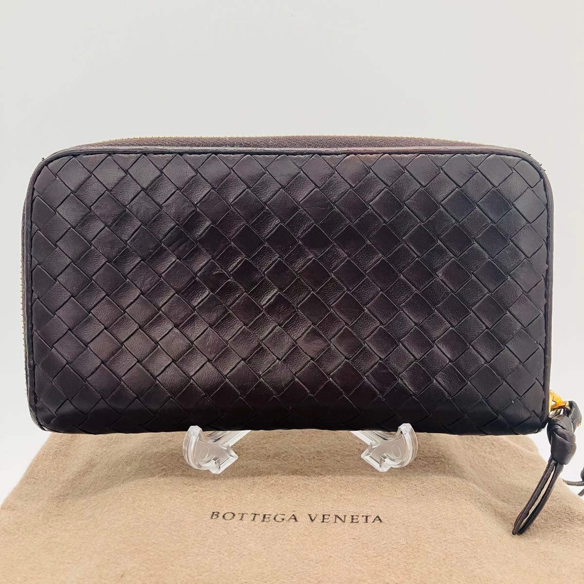 BOTTEGA VENETA ボッテガヴェネタ イントレチャート 長財布 ラウンドファスナー レザー ブラウン　804