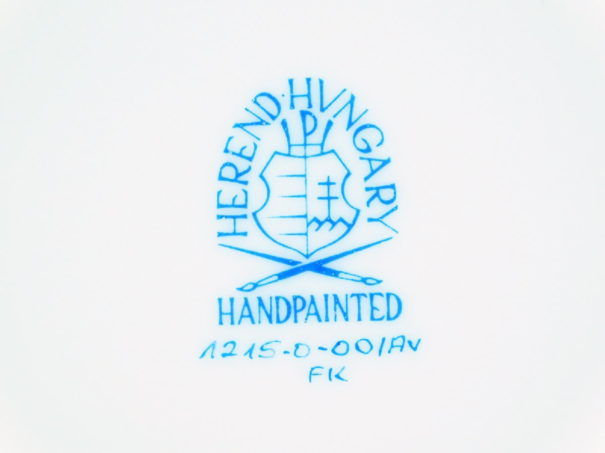 ヘレンド HEREND アポニーグリーン オーバルプレート グリーンアピシウス プレート(2枚)長期保管品AC24041401の画像10