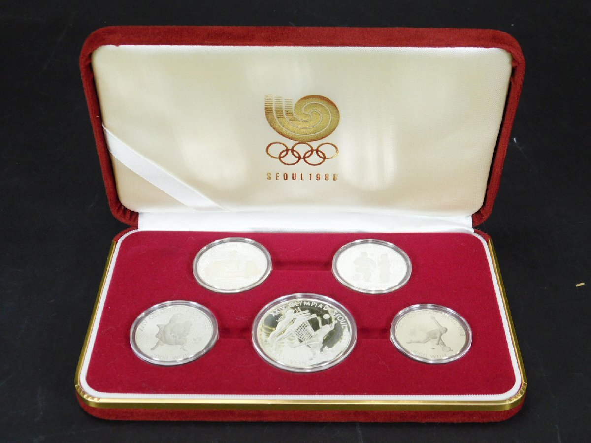ソウルオリンピック 1988 記念コイン SEOUL 記念硬貨 5枚セット 3枚銀貨(専用ケース)①長期保管品AC24042129の画像2