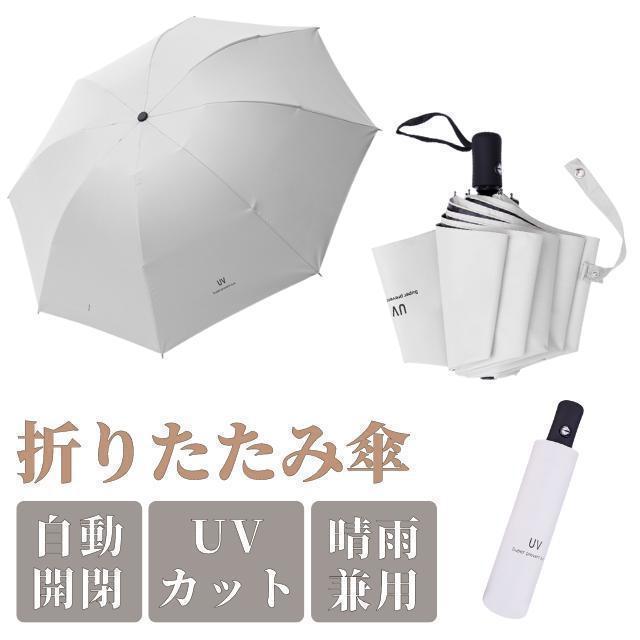 折りたたみ傘 ワンタッチ ホワイト 白 自動開閉 メンズ レディース 晴雨兼用の画像1