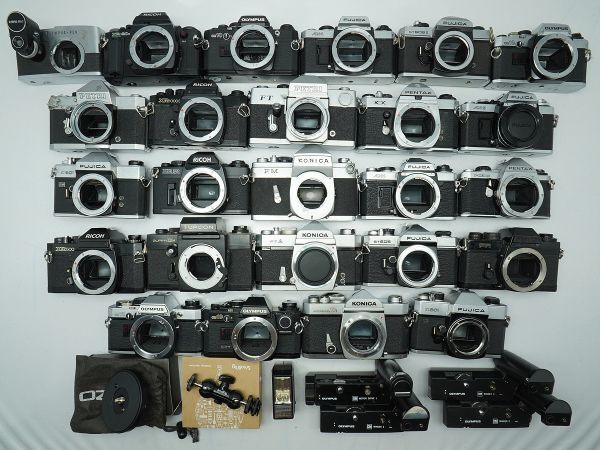 ★MF一眼など★TOPCON/YASHICA/RICOH/OLYMPUS/Konica/FUJICA/PETRI/ 等 計:32点まとめ【ジャンク品】29987