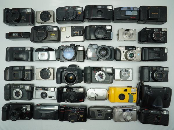 ★フイルムカメラなど★Kodak/National/Canon/FUJI/KONICA/RICOH/OLYMPUS/ 等 計:36点まとめ【ジャンク品】29947_この写真にあるものが全て