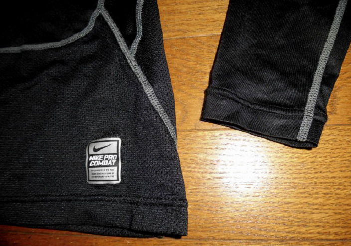 NIKE PRO COMBAT DRI-FIT ナイキ プロ コンバット コンプレッション メッシュ ハイブリッド 長袖 インナーシャツ BLK-GRY M USED 美品 の画像6