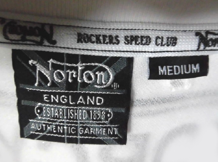Norton ノートン モーターサイクル ロンT 刺繍 フルデコ 厚手 天竺 コットン 長袖Tシャツ スウェット WHT M USED 美品/ロッカーバイカーズ の画像8