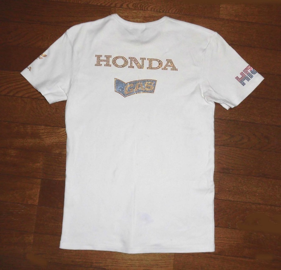 GAS HONDA RACING HRC газ Honda рейсинг футболка стразы короткий рукав толстый хлопок cut and sewn WHT XL товар с некоторыми замечаниями /NSR Repsol CB