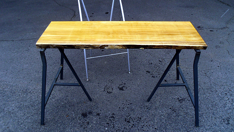 欅ケヤキ(DIY机デスク・テーブル天板)1100x370x30mm下仕上済SALE_２：画像の脚材は非売品です