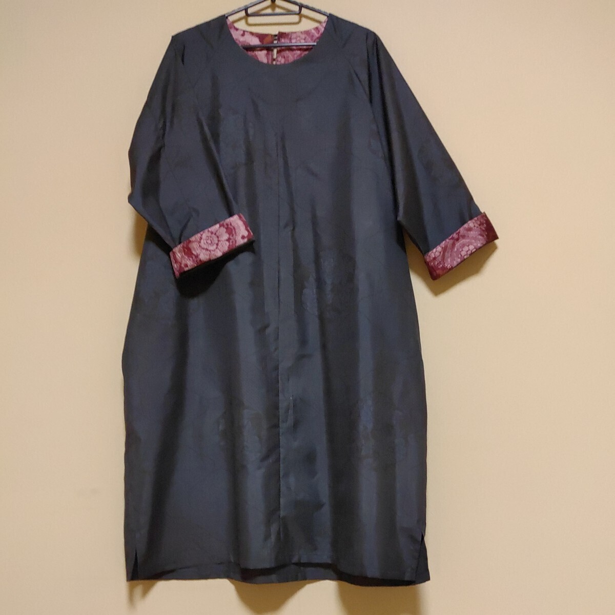  old cloth remake Ooshima pongee. kimono from tunic One-piece 