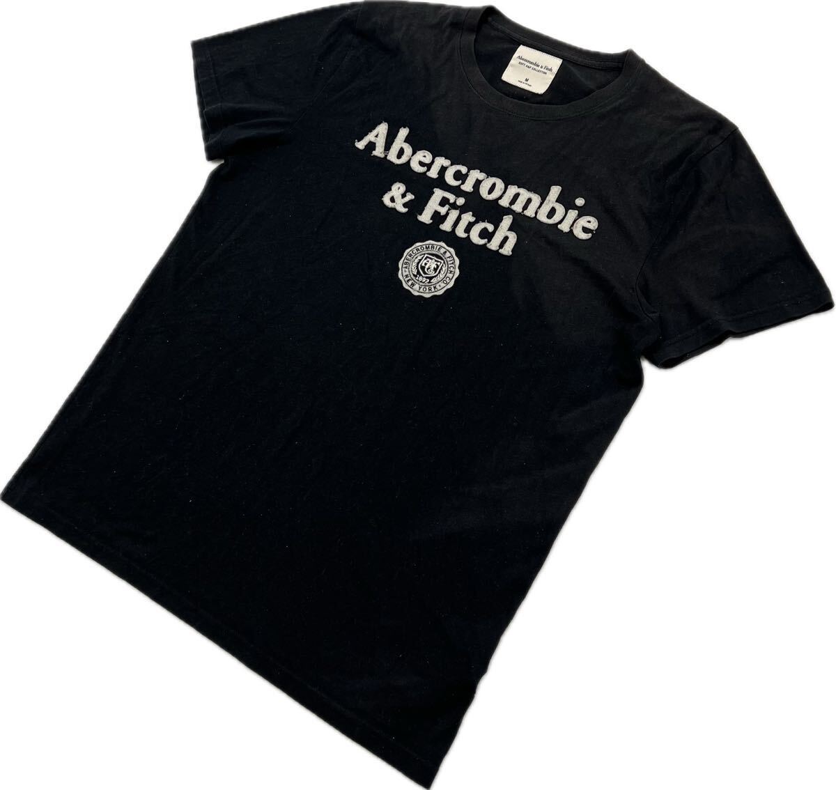 Abercrombie&Fitch ☆ ロゴ 半袖 Tシャツ ネイビー フェード 風合い◎ M 春夏 アメカジ 大人カジュアル アバクロンビー＆フィッチ■EE254_画像1