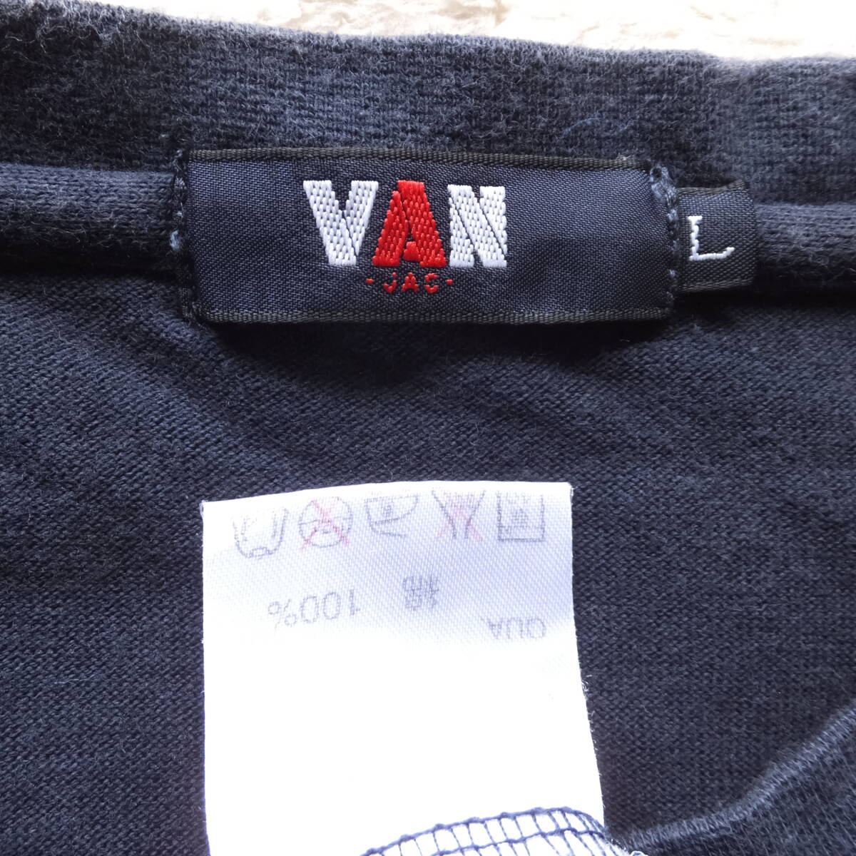VAN JAC　ヴァンヂャケット　Tシャツ　Lサイズ　ラグランスリーブ　ネイビー　メンズ　半袖　アンカー柄_画像9