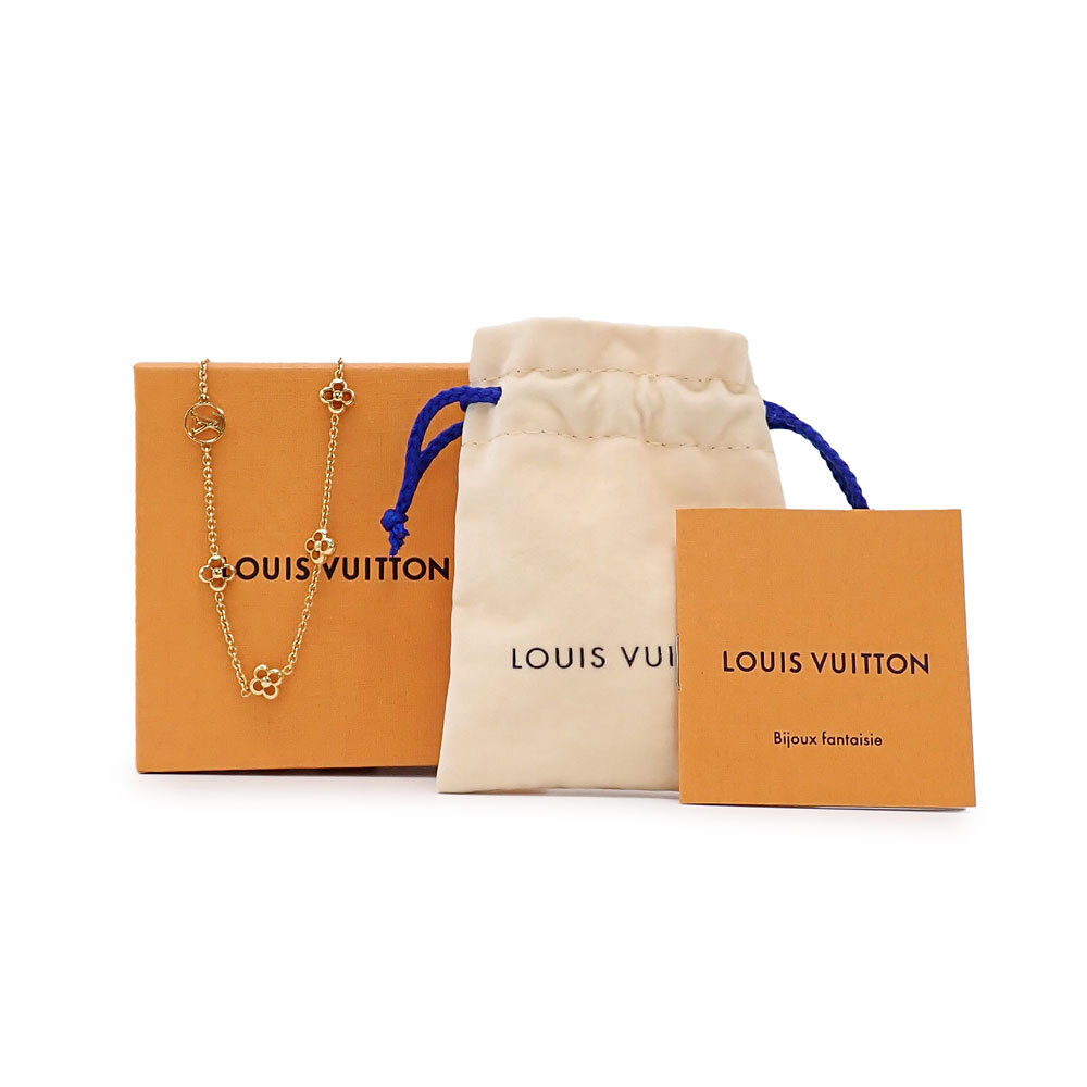  не использовался товар LOUIS VUITTON Louis Vuitton колье * цветок полный M68125 GP металлизированный Gold монограмма цветок аксессуары 