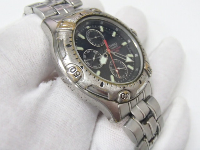#60409【現状品】CASIO カシオ クロノグラフ メンズ腕時計 1794 MTD-1015 ブラック文字盤 不動品の画像3