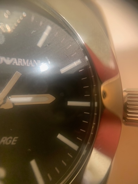 1円スタート!! EMPORIO ARMANI エンポリオアルマーニ AR-5801 メンズ腕時計 X-LARGE 黒文字盤 SS/革/クォーツ 箱・取説 動作未確認 4-20の画像4