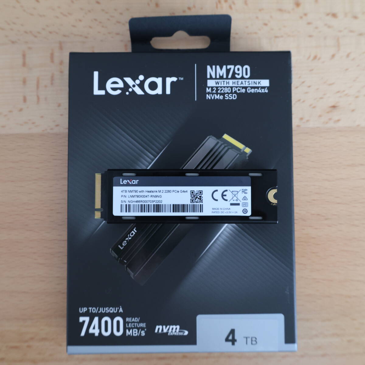 Lexar built-in SSD 4TB NM790 heat sink attaching M.2 2280 PCle Gen4×4 NVMe almost unused ③