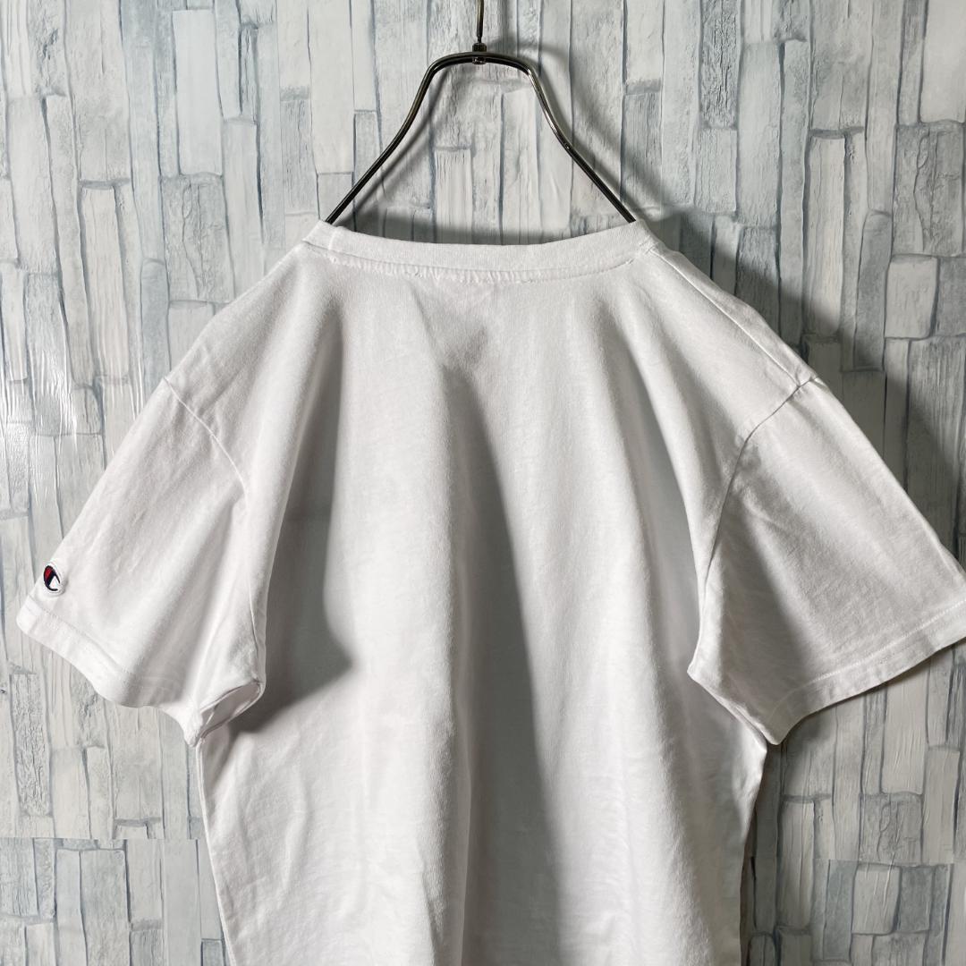 【米国製】Champion Tシャツ 白 胸刺繍ロゴ+袖ロゴ レディースL_画像10