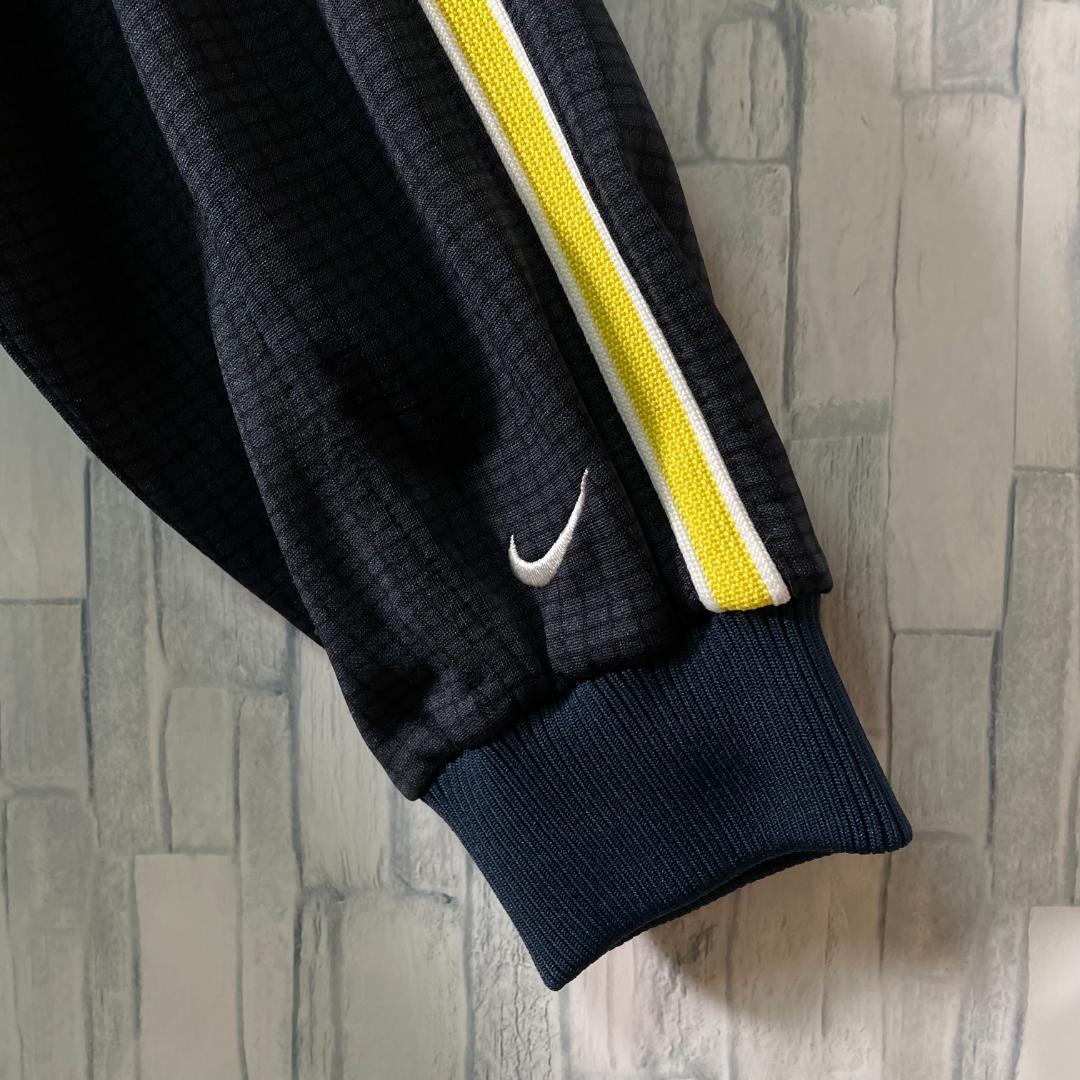 ネイビーチェック柄】NIKE トラックジャケット 刺繍ロゴ