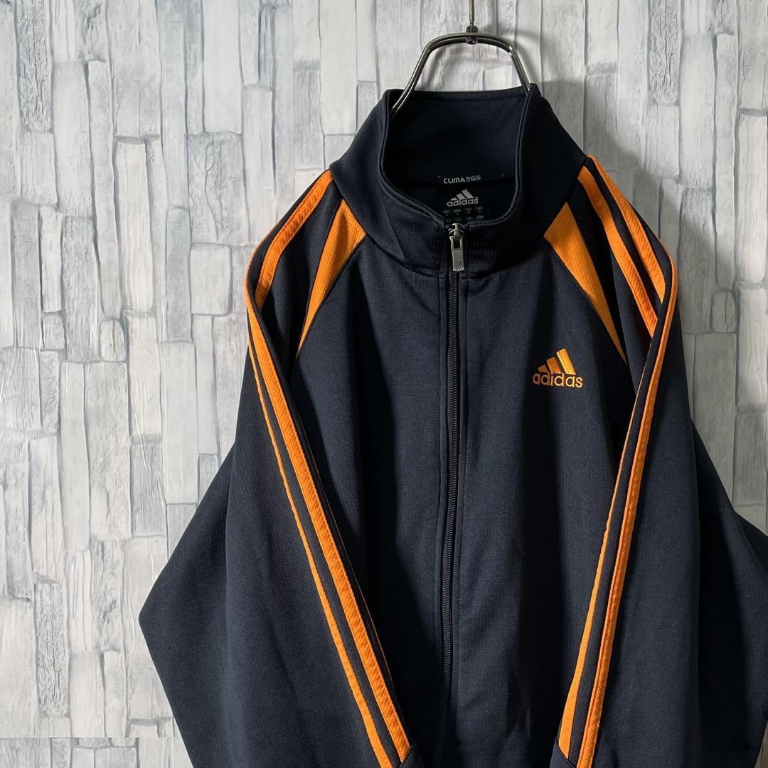 ネイビー×オレンジバイカラーadidas トラックジャケット 刺繍ロゴ 万国旗タグ メンズMサイズ ネイビー×オレンジバイカラーadidas トラックジャケット 刺繍ロゴ 万国旗タグ メンズMサイズ