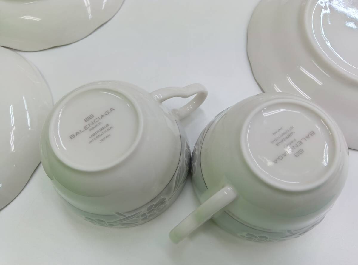 未使用　バレンシアガ　Balenciaga　カップ＆ソーサー　2客　＋　お皿　2枚　セット　yamaka ヤマカ　食器　ブランド　◆5003_画像7