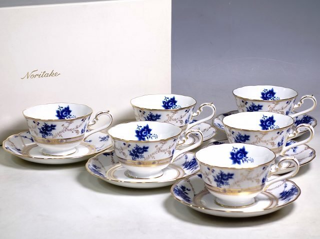 K04165【NORITAKE ノリタケ】ANTIQUITY アンティクティ カップ＆ソーサー 6客 碗皿 ダイヤモンドコレクション 共箱の画像1