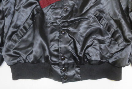 UNJ42サテンジャケットDUNBROOKEアメリカ古着アメリカ製ナイロンジャケット90'sビンテージXLビッグサイズ黒チェーンステッチ文字オールドの画像3