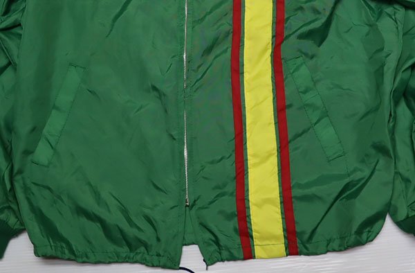 NJ26レーシングジャケットUNKNOWNアメリカ古着アメリカ製ナイロンジャケット80’S90’SビンテージXXLビッグサイズ緑系フリーメイソンの画像4