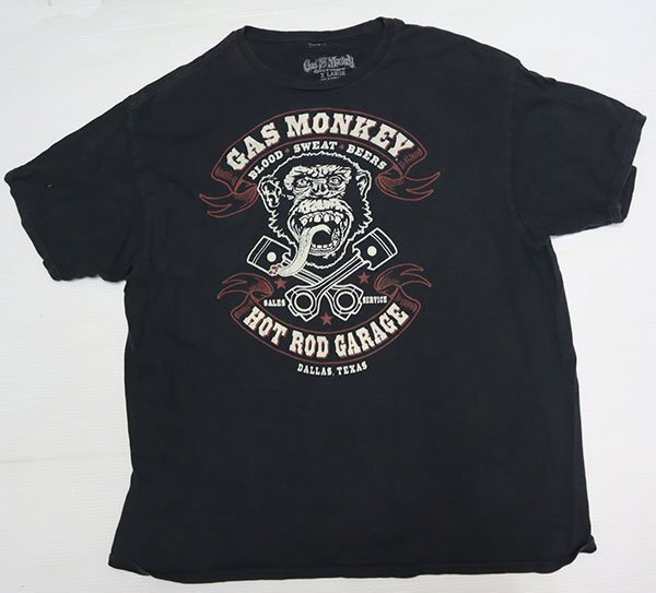 ST25ガスモンキーガレージTシャツGAS MONKEY GARAGEアメリカ古着ショップTシャツ黒系TシャツXLビッグサイズHOT RODオールド＆レトロの画像2