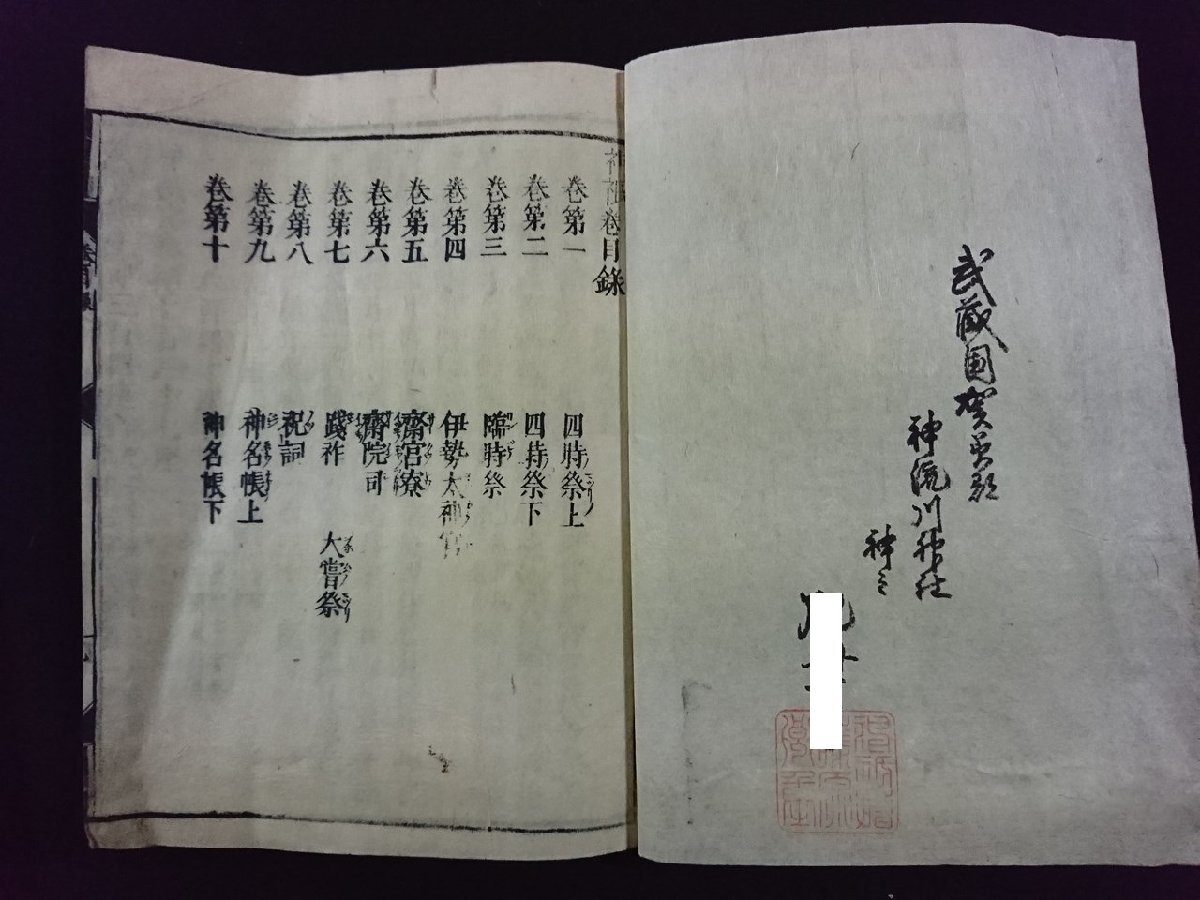 ｖ∞∞　発行年不明　延喜式 巻一～八　4冊　不揃い　神祇　和本　古書/S31_画像3