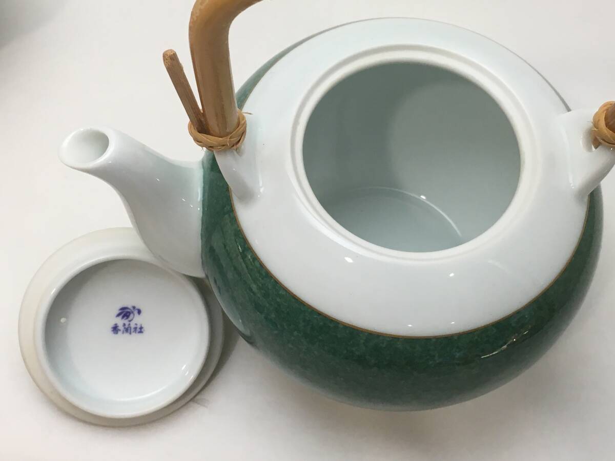 ■KORANSHA 香蘭社 茶器 セット 急須 蓋付湯呑 5客 緑 グリーン 煎茶揃 和食器 陶器 湯呑み ぐいのみ■の画像4