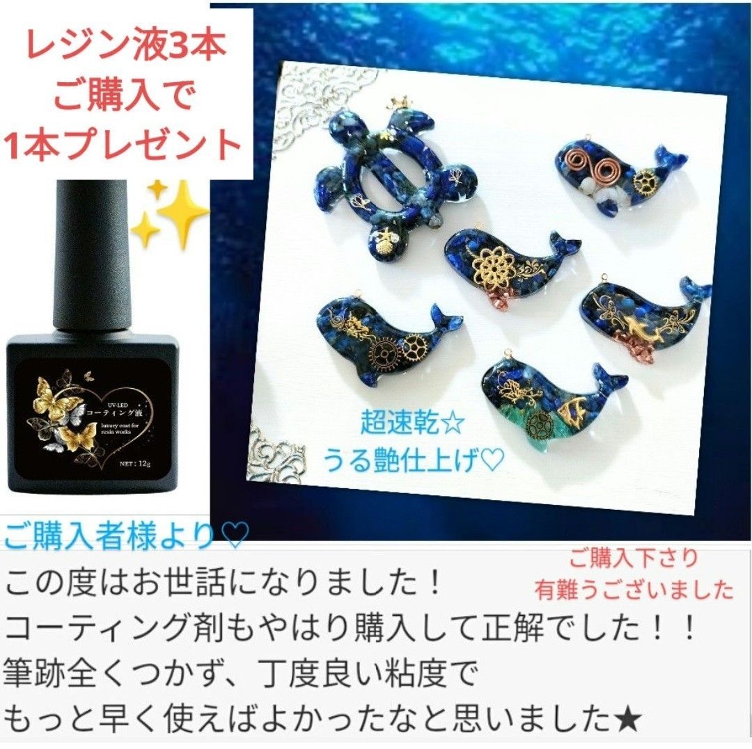 レジン液 ソフトタイプ100g×6本ご希望の方にはコーティング剤 レジン液 ソフトタイプ100g×6本ご希望の方にはコーティング剤