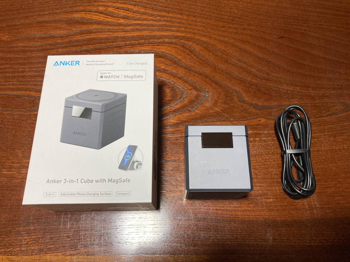 Anker 3-in-1 Cube with MagSafe マグネット式 3-in-1 ワイヤレス充電ステーション iPhone15 Apple Watch対応 中古の画像1