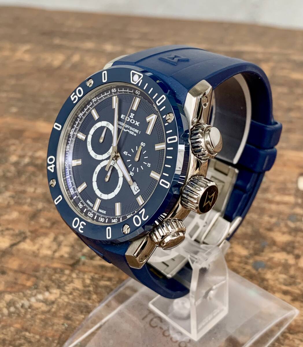 ★EDOX★CHRONOFFSHORE-1★エドックス★クロノオフショア１★クロノグラフ★ダイバーズウォッチ★ブルー★腕時計★クォーツ★10221★_画像1