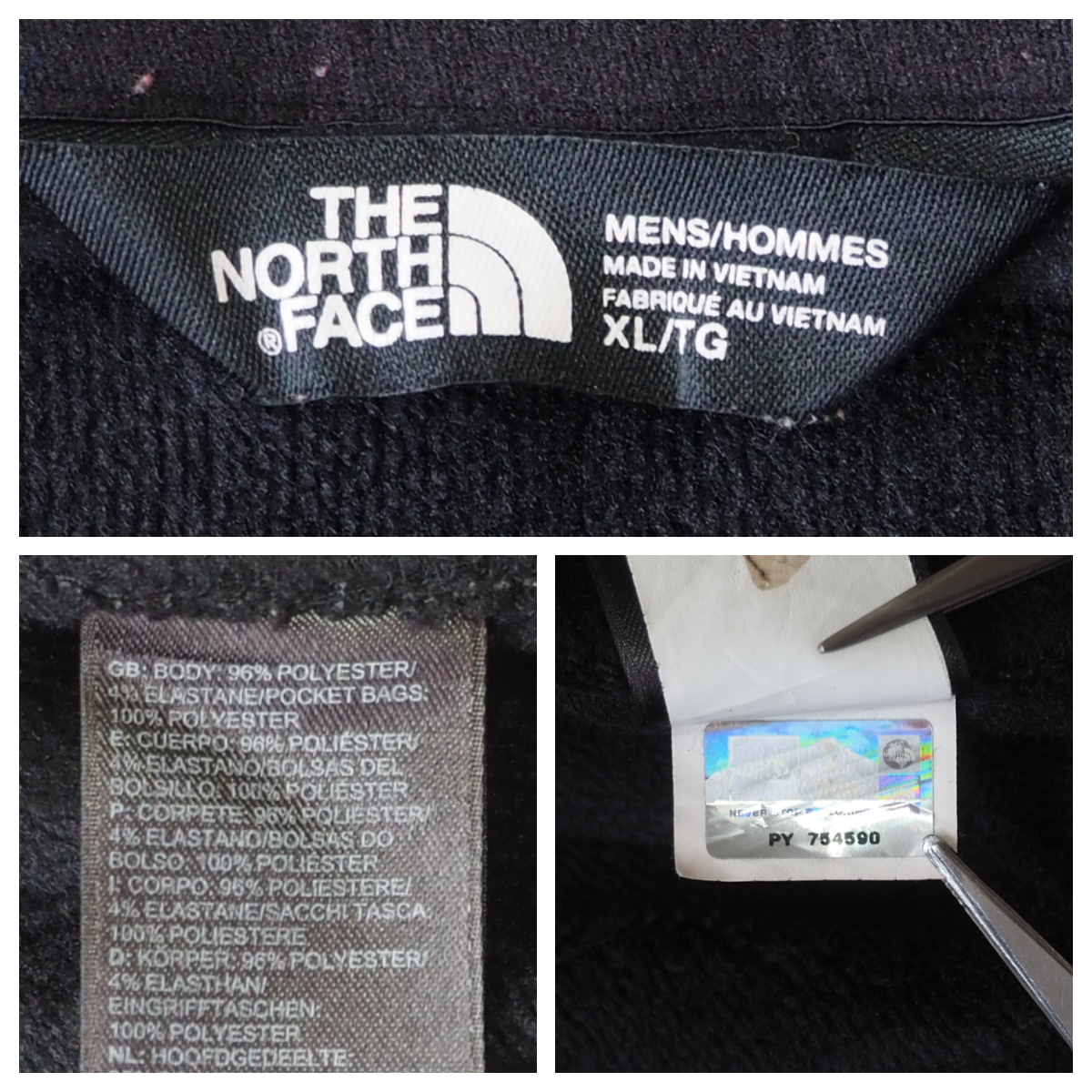 ☆送料無料☆ THE NORTH FACE ノースフェイス USA直輸入 裏起毛 ジップアップ ジャケット メンズ XL ブラック 中古 即決の画像7