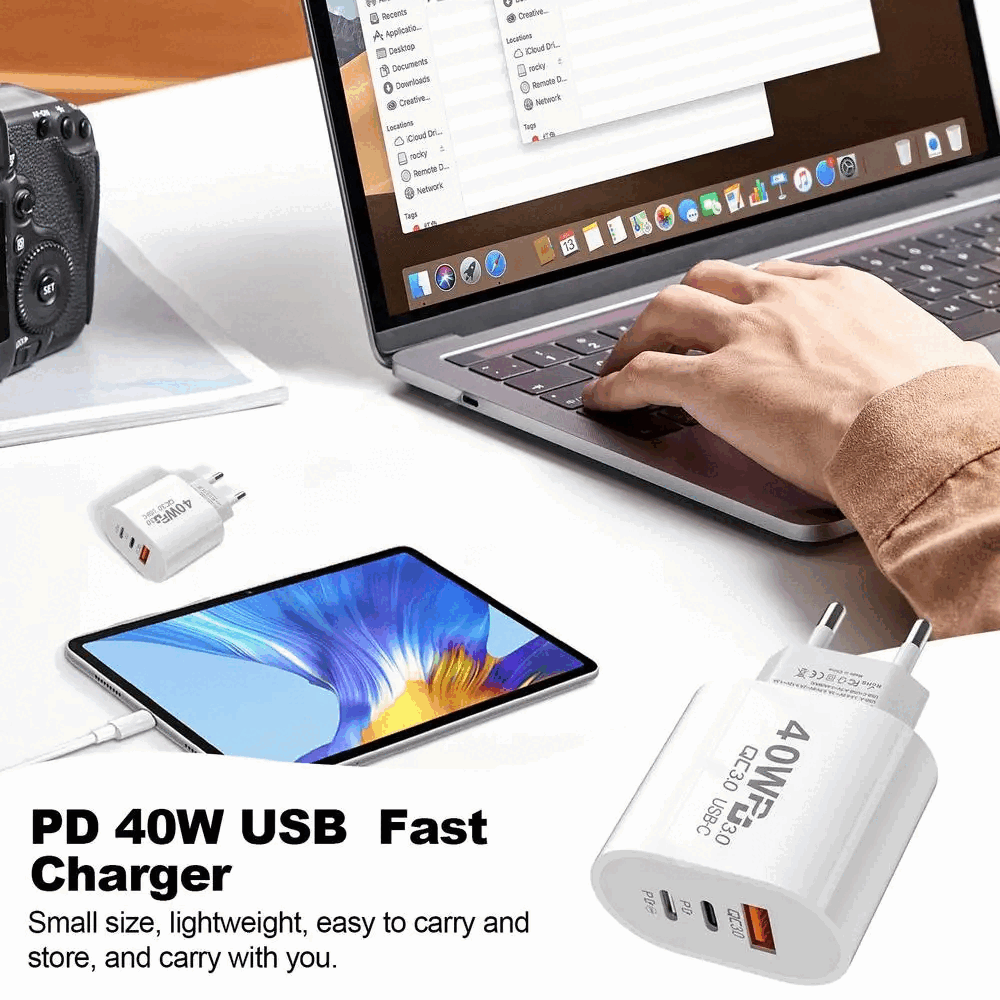 40W PD対応 急速充電器★3ポート★iPhone★Android★PD20w×2★1年保証