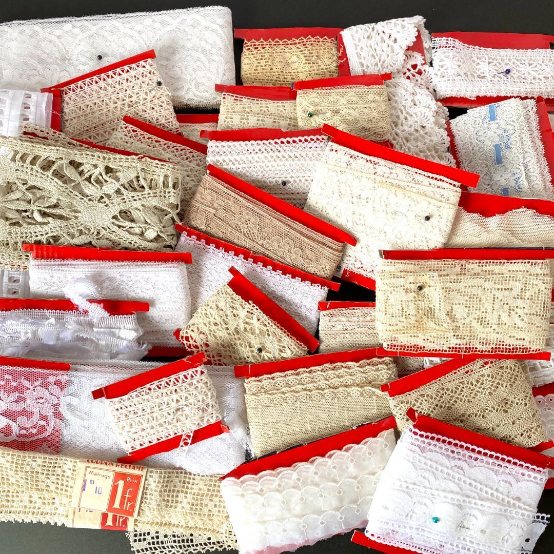 大量33セット! フランス アンティーク レース ビンテージ まとめ売り フランス直輸入 刺繍 ハンドメイド 素材 コレクション の画像1