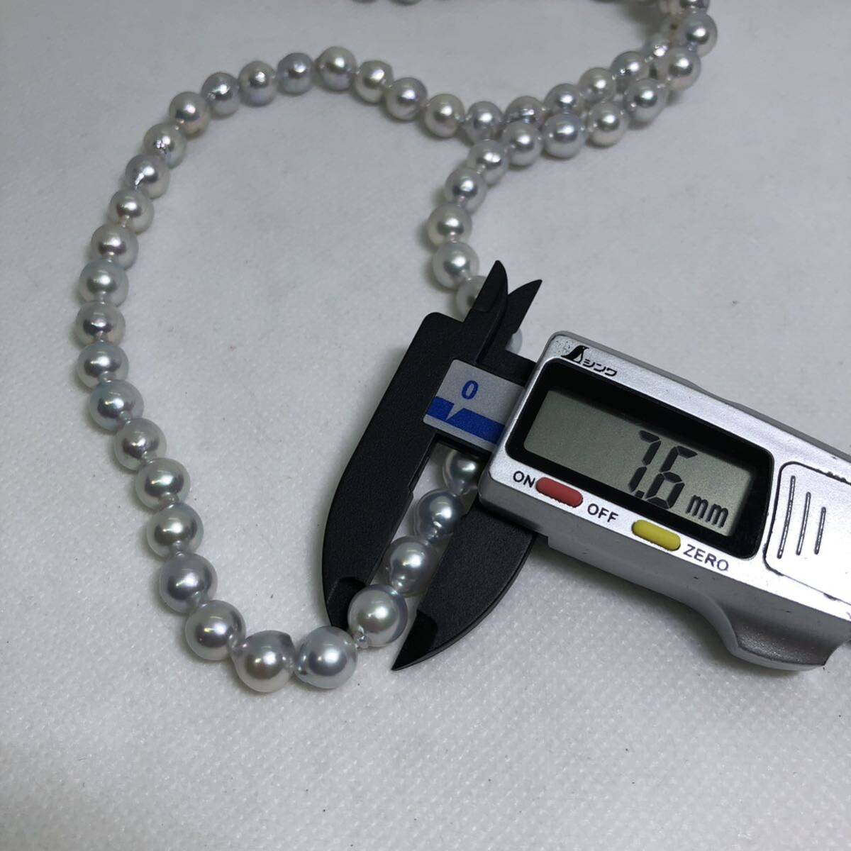 パール ネックレス バロックパール ロングパールネックレス 2連 124㎝ 真珠 7.6mm アクセサリー SILVER シルバーの画像4