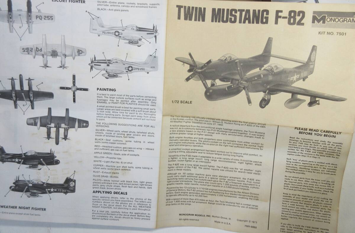 ** monogram 1/72 7501 twin Mustang F-82 * propeller damage Junk **