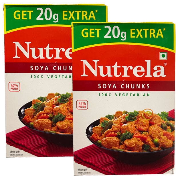 ニュートレラ Nutrela 200g+20g 2箱 大豆チャンクス (インドの 大豆ミート )_画像1