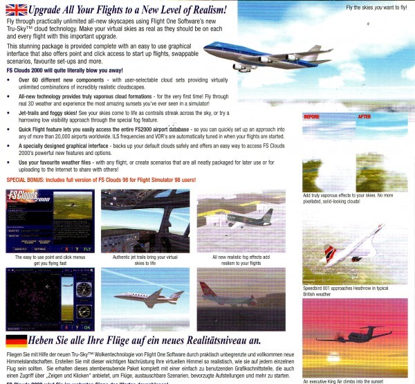 [ including in a package OK] Microsoft Flight Simulator 2000 for Ad on soft / FS Clouds