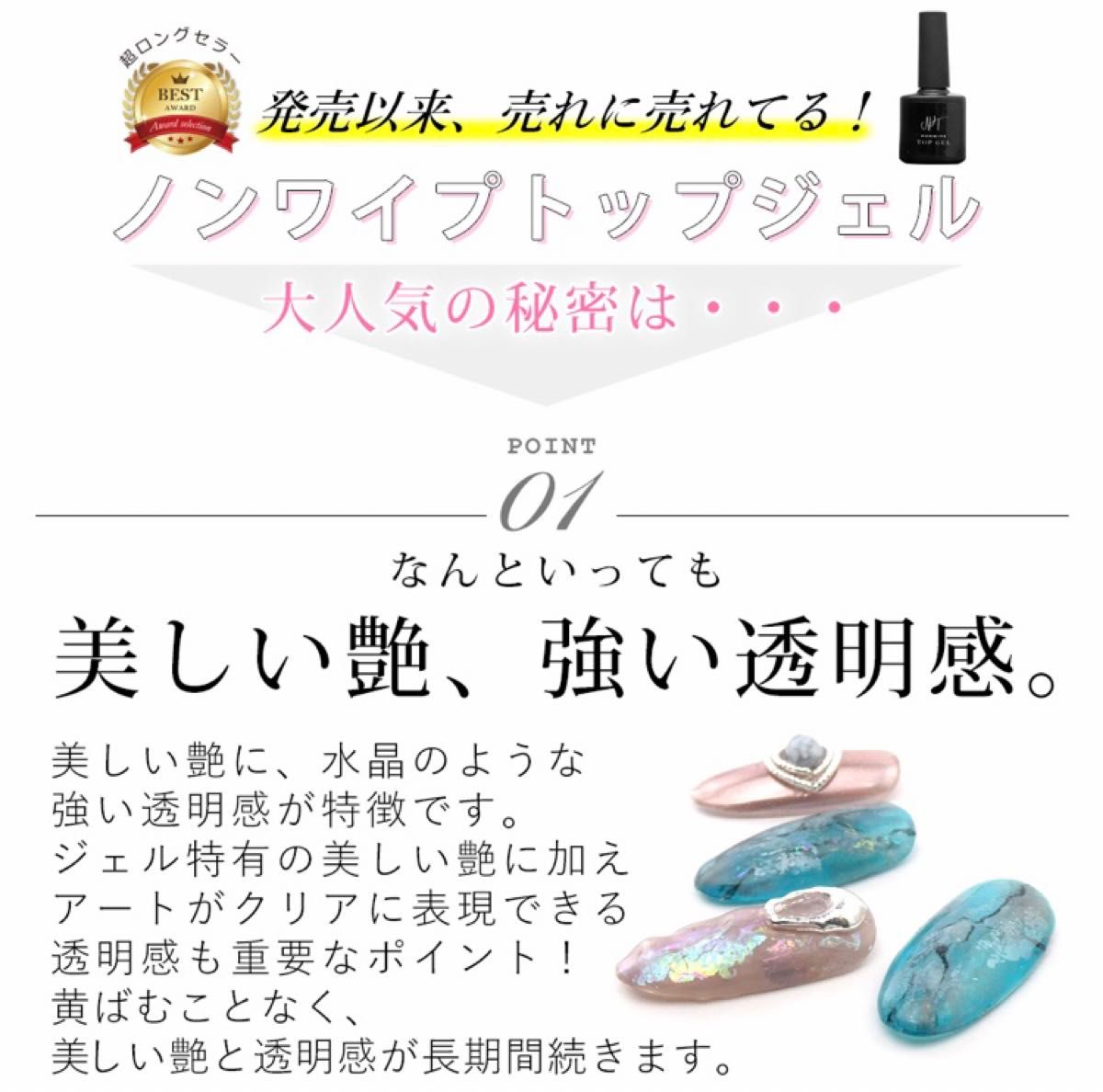 大人気!! ノンワイプトップジェル 最高級の艶☆* ジェル ネイル 15ml 