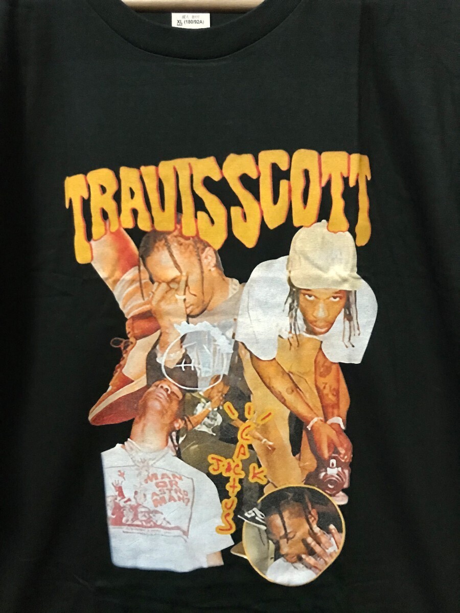 Travis Scott トラヴィス スコット ラップ Tシャツ hiphop rap trap gq black 黒 ラッパー ヒップホップ 半袖 トラップ ブラック