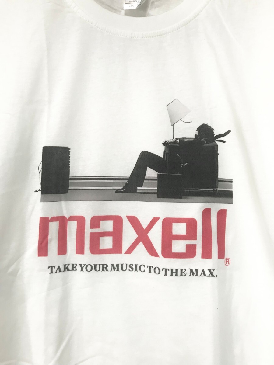 maxell マクセル プリント Tシャツ トラヴィススコット着 ホワイト 白色 ヒップホップ hiphop pop 昭和 歌謡曲 カセットテープ 送料無料