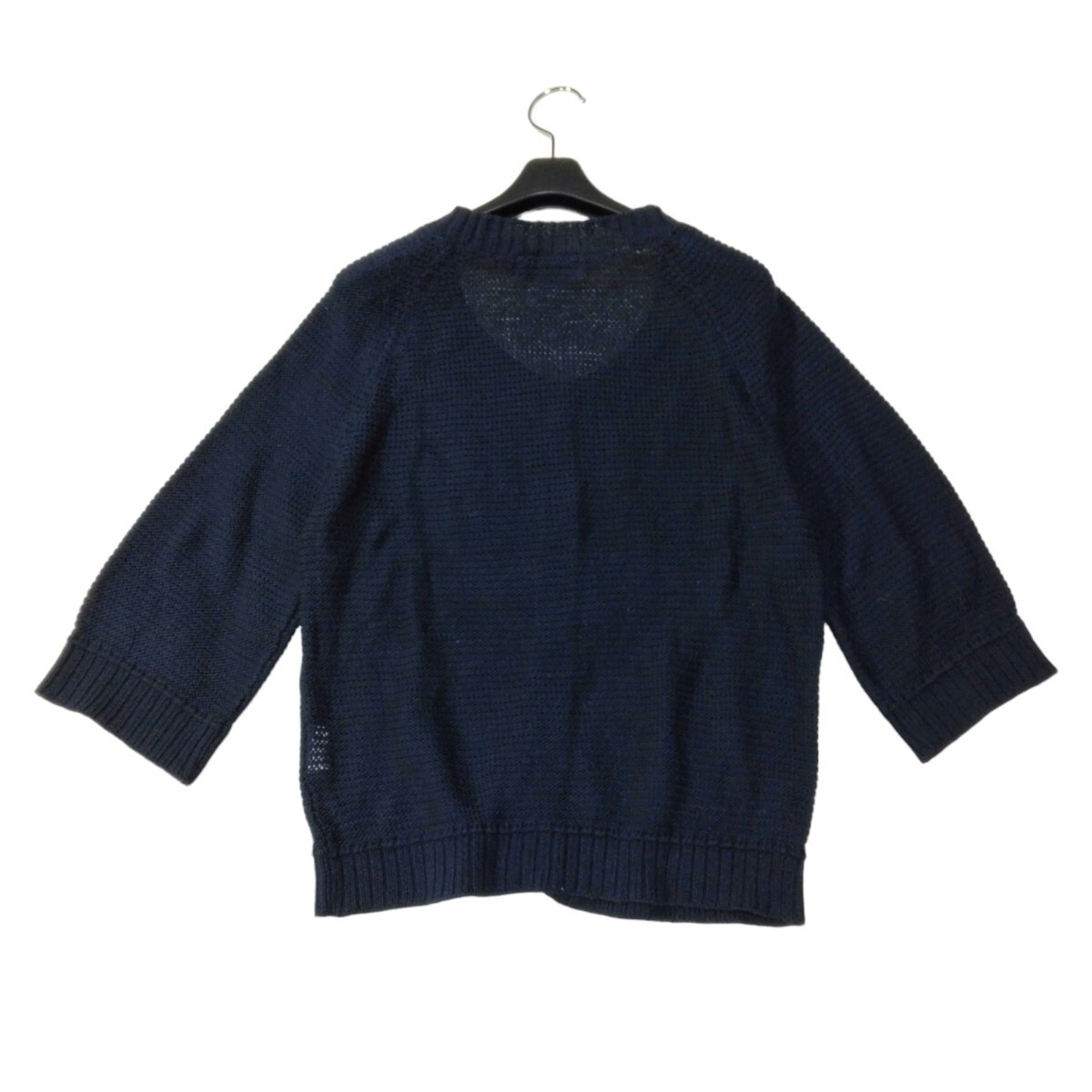 25 [UNTITLED] Untitled knitted cardigan 4 XL L navy navy blue color simple ound-necked sia-.. feeling cotton cotton large size spring summer 