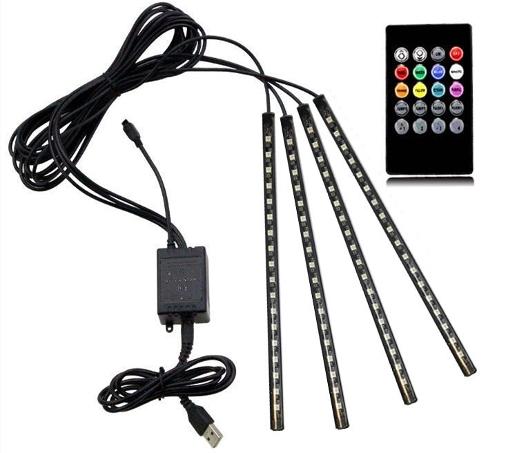 USB 音楽連動 LED 車 フロアライト LEDテープライト 車内 イルミネーション LEDライト 足元 フットライト RGBテープ テレビバックランプの画像1