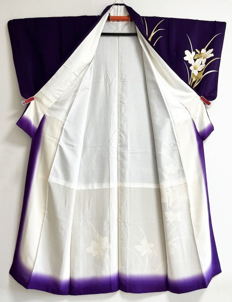 KIRUKIRU リサイクル 着物 訪問着 正絹 身丈157.5㎝ 紫地に白地の花々 上品 フォーマル 着付け 和装の画像3